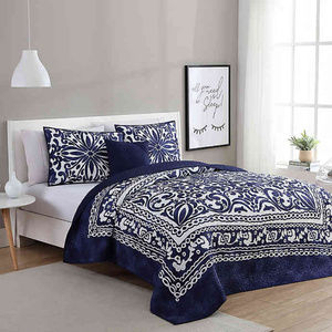 VCNY Eleanor Quilt Set in Navy / White (Brand New)